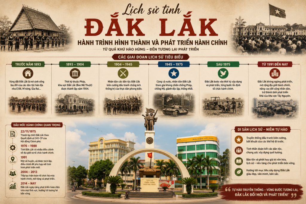 Lịch sử tỉnh Đắk Lắk và quá trình hình thành phát triển hành chính