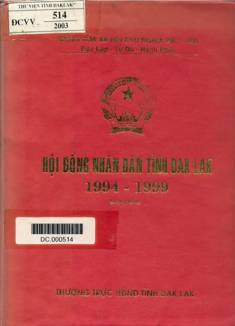 Sách Hội đồng nhân dân tỉnh Đắk Lắk 1994-1999